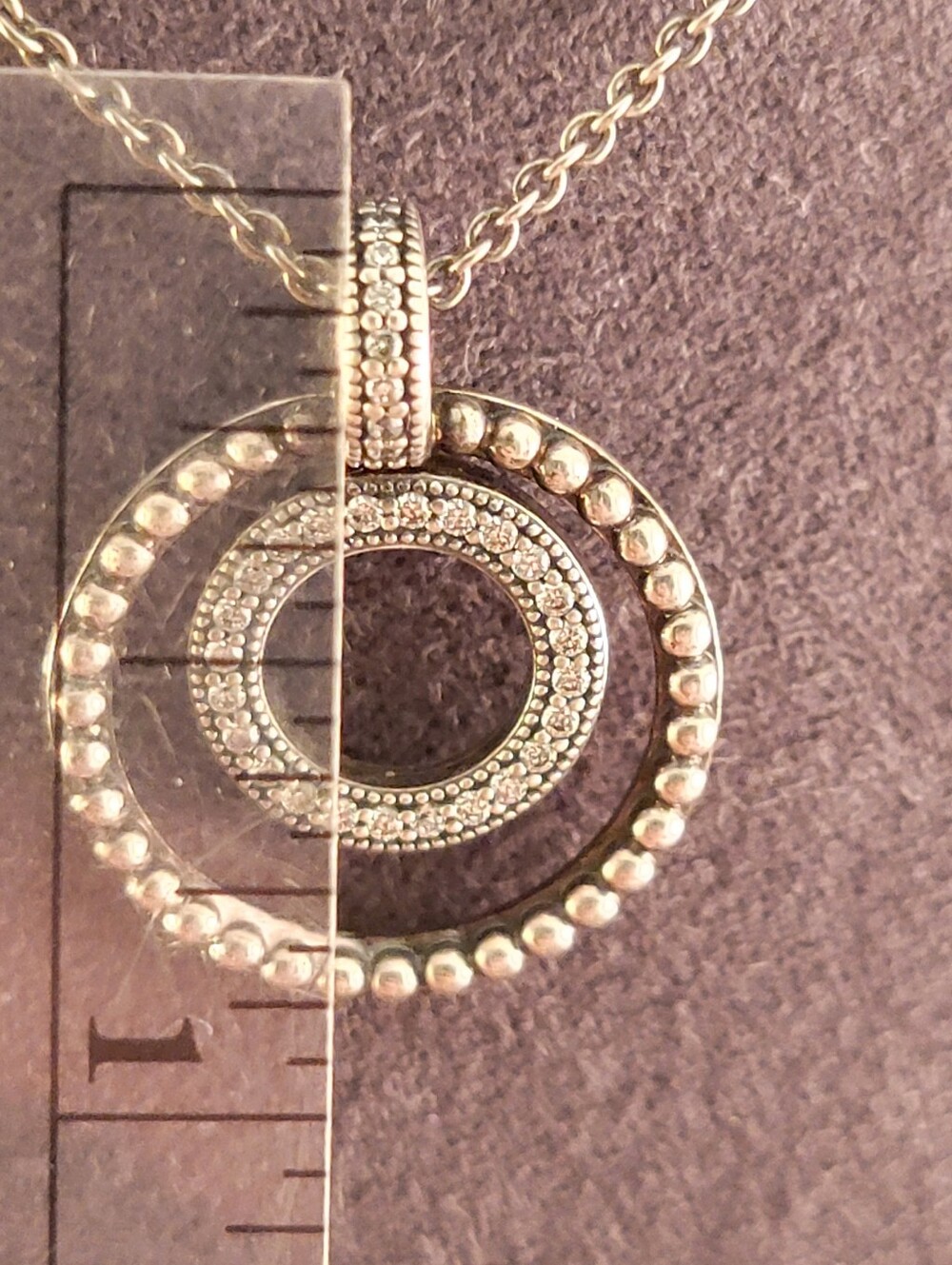 Pandora Sterling Circle Dot CZ Drop Necklace - Picture 8 of 8